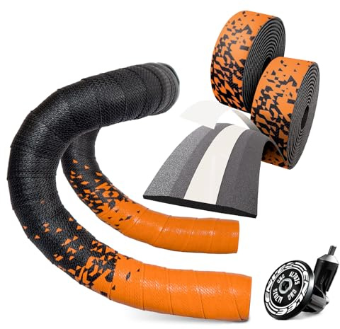 ARVORUM Bike Handlebar Tape, EVA Padded Bicycle Bar Tape (Set of 2), Handle Bar Tape for Road Bike, Non-Slip Shock-Absorbing Handlebar Wrap for Road Bikes, Comfortable and Durable Grip (Orange2)