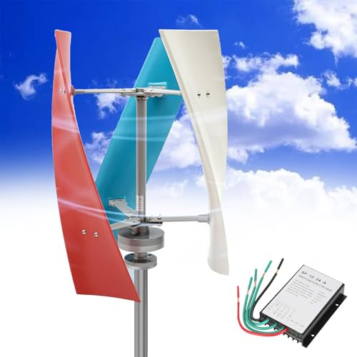 Aerogenerador Vertical de 12000 W - Molino de levitación magnética de Grado Marino, diseño de 3 aspas de Bajas revoluciones para Uso doméstico y Fuera de la Red eléctrica - Solución de energ