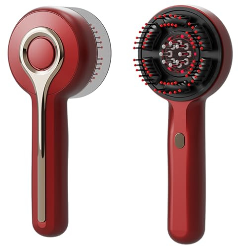 2 en 1 brosse masseur cuir chevelu électrique,masseurs de tête, 3 modes pour massage et soin du cuir chevelu,masseur tete cheveux (rouge)