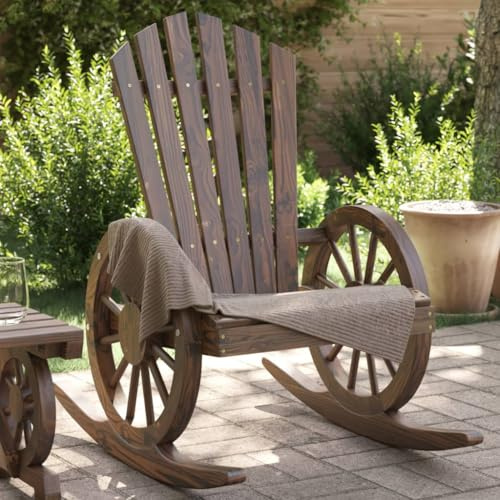 HaoChrymec Adirondack-Schaukelstuhl aus Massivholz Tanne, Ergonomisch, Schaukelsessel für den Garten, Relaxsessel Garten, Balkon Stuhl, 62 x 89 x 99 cm