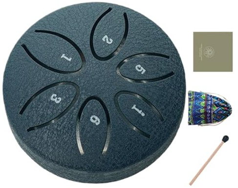 Woalopted Garten Regentrommel Für Draußen - 8 Cm 6 Töne Stahl Zungentrommel Für Draußen - Meditatives Lerninstrument Für Anfänger Schule Klasse Zuhause Yoga