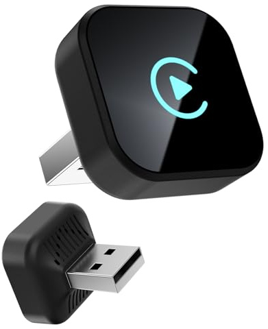 2-i-1 trådlös CarPlay och Android Auto Adapter – Mini Plug & Play USB-dongel, kompatibel med bilar från 2016+, stabil anslutning, ultrakompakt design (Square)