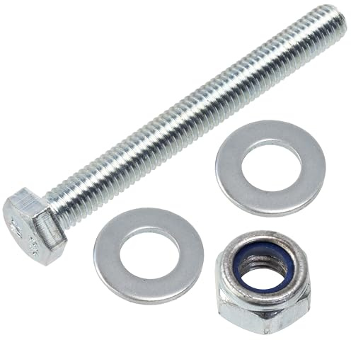 AERZETIX - Set di 15 bulloni a testa esagonale M8x70 mm + 30 rondelle + 15 dadi esagonali autobloccanti M8 per montaggio fai da te e fissaggio leggero | acciaio