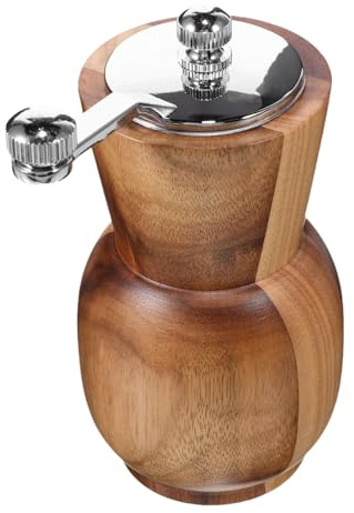 Amosfun Moulin à Poivre Manuel en Bois Mécanisme en Acier Inoxydable, Design Classique, Portable et Polyvalent pour Assaisonnement Barbecue Cuisine