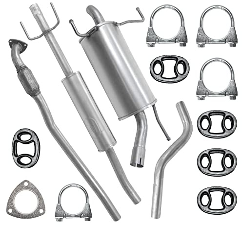POLMOstrow Auspuff für Opel Corsa 3 III C 2000-2006 | Kollektorrohr, Mitteltopf und Endtopf, Motoren: 1.2 - 1.2 - 1.4, Fließheck