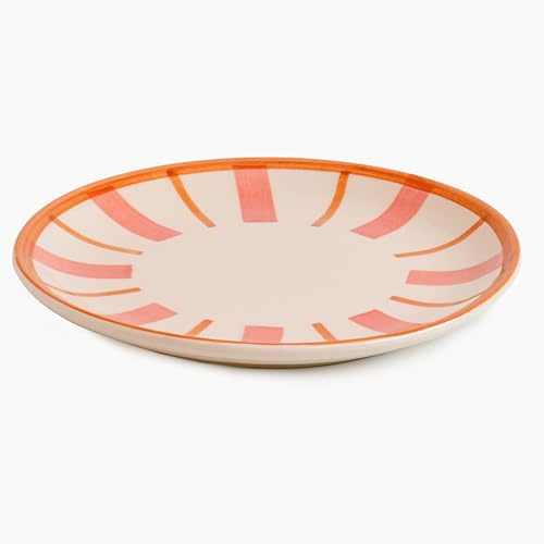 Anna Michelle Side Plates Set of 4 Scratch Resistant Round Hand Painted Ceramic Plates Dinnerware for Kitchen Lunch Dessert Snacks Dishwasher and Microwave Safe (Rose, 7 Inch)