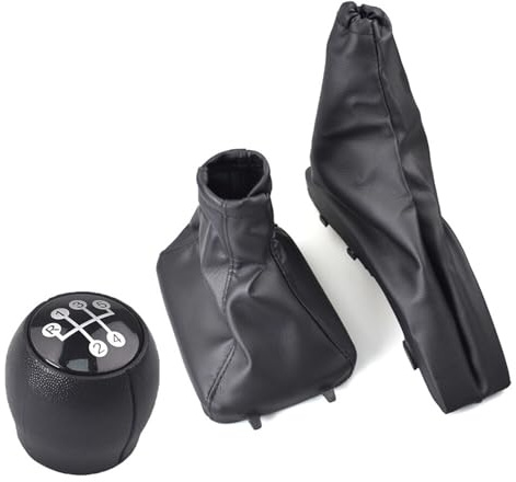 Qikaide 3 Stück Schaltknauf Handbremsmanschette Kofferraum Abdeckung Set für Opel Astra G 1998-2009 Schwarz PU Leder