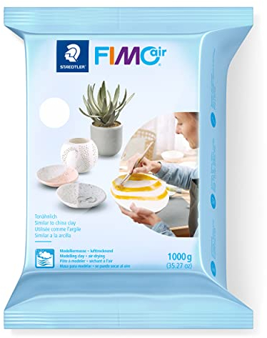 STAEDTLER lufttrocknende Modelliermasse FIMO air, weiß, sofort gebrauchsfähig, kein Brennvorgang notwendig, 1000g, angenehme Haptik, klebt nicht, 8101-0