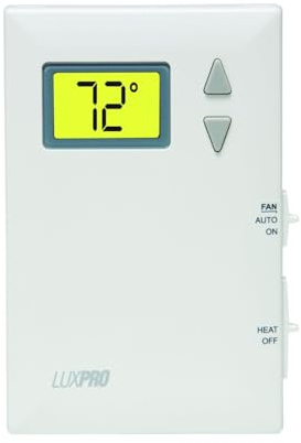 Lux Pro PSD010BF Digital Non-Programmable Thermostat for Home, Heat only with Fan