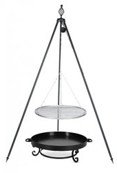 Tre Gamba Grill Oskar altezza 210 cm + GRIGLIA IN ACCIAIO INOX DIAMETRO 60 cm + Braciere PAN32 diametro 70 cm