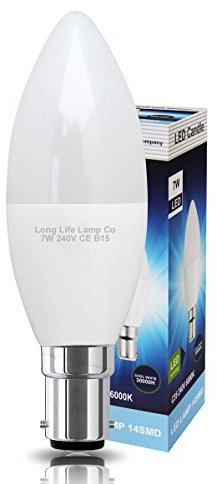 Long Life Lamp Company 4 x High Power LED 7w Candle Light Bulb Cool White Frosted Cover B15 Small Bayonet