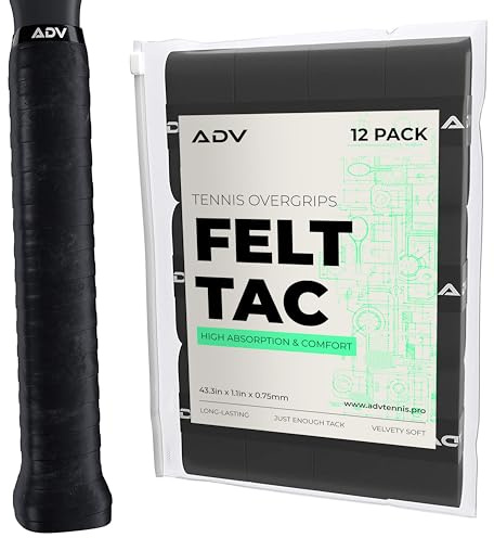 ADV Tennis Dry Overgrip – 12 Stück – Ultra saugfähiges Griffband mit exklusivem FilzTac-Material für hohen samtigen Komfort – Pro getestet und entworfen