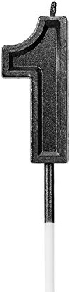 Luter Black Glitter Happy Birthday Cake Candles Number Candles Number 1 Birthday Candle Cake Topper Decoration for Party Kids Adults (Number 1)