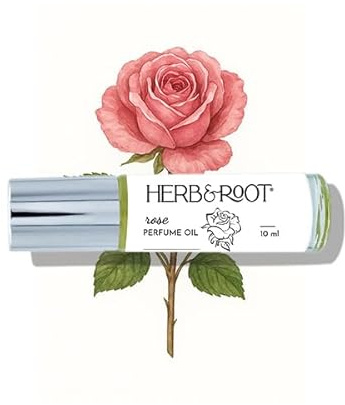 Herb & Root Rose Oil Rollerball (Roll On) Perfume 10 ml | Traditional English Tea Rose Perfume for Women