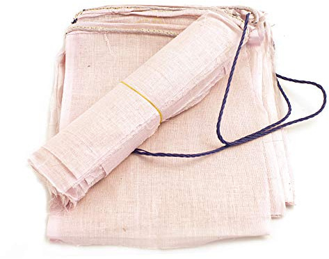YAKEBA | Wunschfahnen Perlmuttweiß/Flieder | 100% Baumwolle | 10,00 Meter | 30 Fähnchen weiß (je 32x38) | Wimpelkette Weiss Stoff