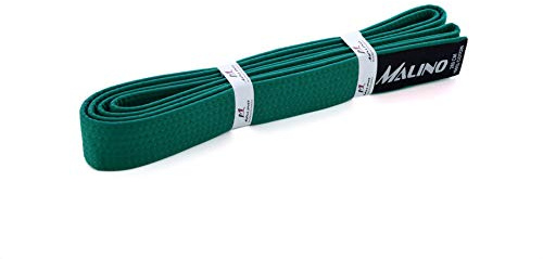 Malino Karate-bälte, karate, enkelt kampsport, bälte, judobälten, 100 % bomull, 4,2 cm storlekar (grön, 280 cm)
