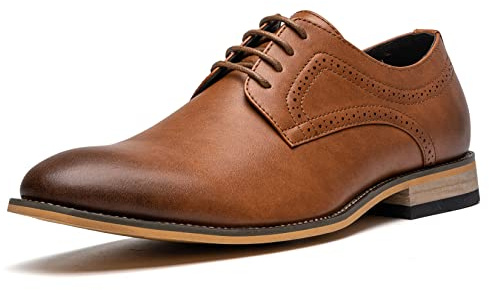 Men's Oxford Formal Dress Shoes Comfortable Classic Business Lace Up Derby Plain Toe(A20712-BRN-43)