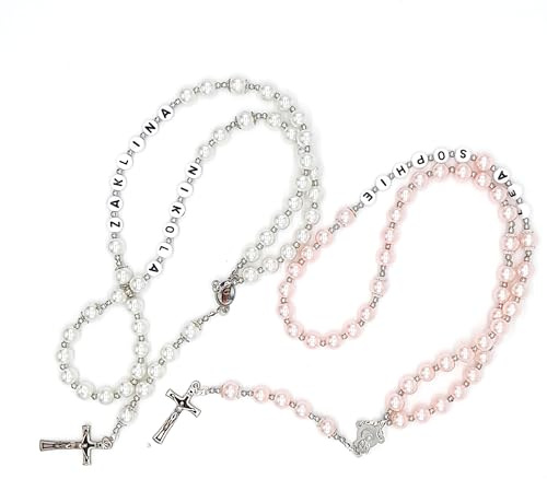 Rosenkranz mit Namen personalisiert Taufe Kommunion Konfirmation Geschenk