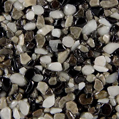 Terralith Steinteppich Marmor Komplett-Set für 1qm - Körnung: fein - 2-4mm mit Reinacrylat Bindemittel - für Wand in schwarz-weiß (contrasto due)