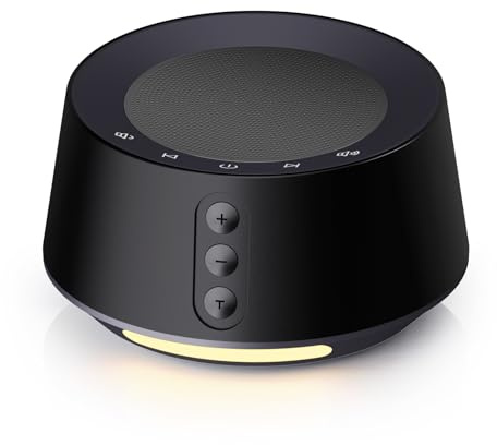 BGOVERSS White Noise Machine with Night Light – 20 Soothing Sounds, 10 Color Lights, 5 Timer Settings & Memory Function, Portable Sleep Sound Machine for Baby Nursery, Kids & Adults, Black