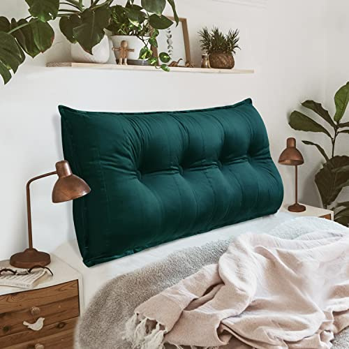 Johnear Rückenkissen für Sofa Rückenlehne Bett Lesekissen, Samt Bücherkissen Großes Lendenkissen Kopfteil Bett Kopfkissen Wandkissen Beinkissen (Blau-Grün，120x8x50cm)