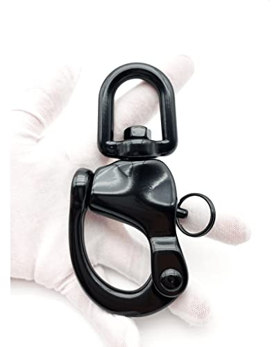 QIANJIEER 316 Stainless Steel Swivel Eye Snap Shackle Quick Release Swivel Bail Rigging 124mm, Black, 1984 LBS