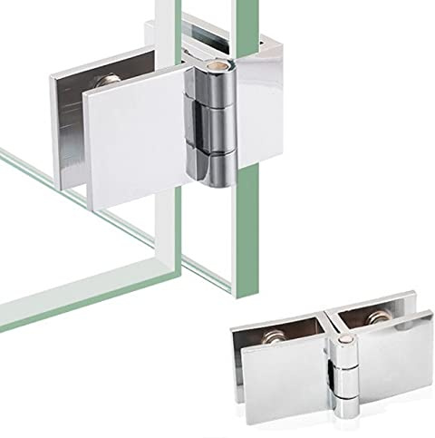 2er Set Glas Scharnier 180 Grad | Dusche Tür Scharnier Halter | 5-8mm Glastür Beschlag | Glastür Klemme [ohne Bohren] - Glas zu Glas Verbindung für Vitrinen, Glastüren, Aquariumdeckel, Acrylscheibe