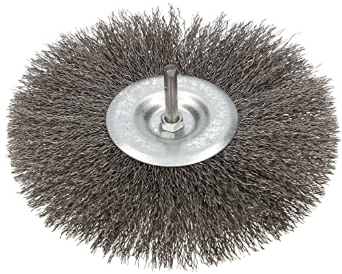 KOTARBAU® Brosse à disque 150 mm avec tige ronde fil d'acier ondulé pour perceuses