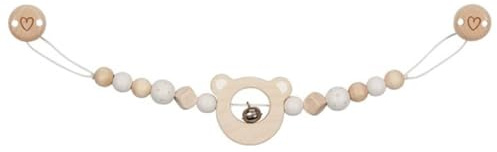 goki 65213 – Collana per Passeggino con Testa di Orsetto con Clip in Legno, Realizzata a Mano, Made in Germany
