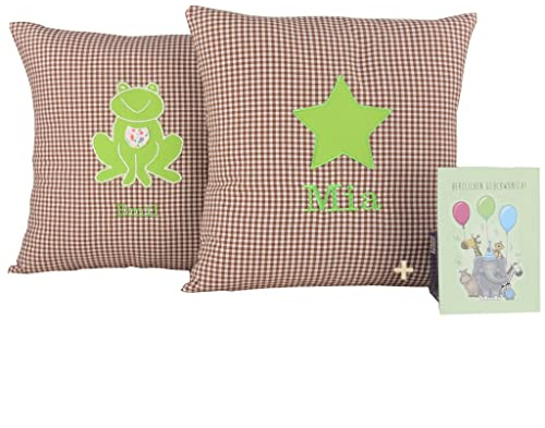 FADENZAUBER Babykissen personalisierbar mit Namen 40x40 cm für Jungs/Mädels