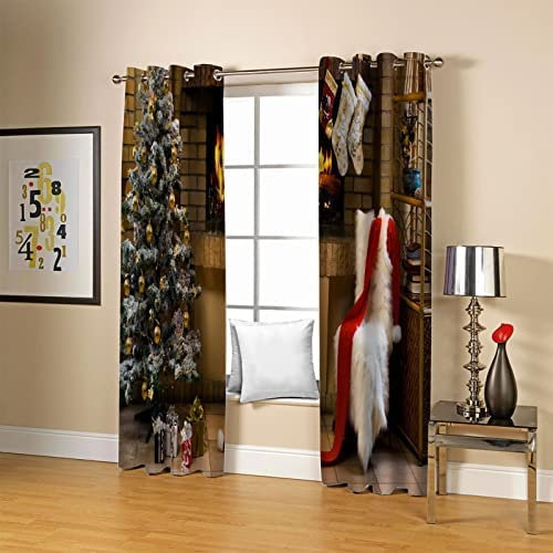 Vorhang Blickdicht Ösen Thermo Verdunkelungs Polyester Gardinen 2 Stück 3D Cartoon-Weihnachtsbaum Für Schlafzimmer Wohnzimmer Kinder Oder Babyzimmer 182(B)X214(H) Cm - Bedruckte Verdunkelungsvorhänge