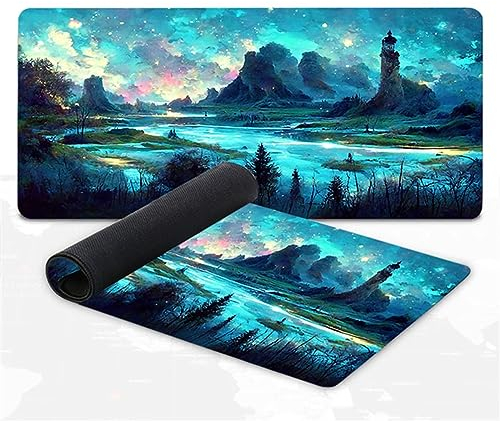 Mauspads Grüne Naturlandschaft Gaming Mauspad XXL 1200x600x5mm Mousepad Großes Tischunterlage Computer Zubehör rutschfest Schreibtischunterlage Waschbar Widerstandsfähig für Büro Laptop Tisch