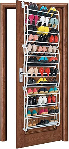 SK MERCHANDISE 12 Tier 36 Pairs Over the Door Hanging Shoe Rack Adjustable Shelf Over the Door Organiser Holder Space Saving Shoe Organize Closet Room Bedroom Dressing Room White