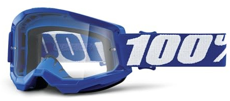 100% STRATA 2 Goggles - Sports Goggles for Motocross & Mountain Biking - Eyewear for Bike Riders - Motocross Eyewear for Men - Blue, Clear Lens