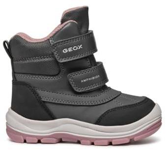 Geox Baby FLANFIL Girl B ABX snöstövel, antracit/DK rosa, 2 UK barn, Antracit Dk Rosa, 2 UK Child