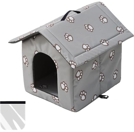 Casetta per Gatti per Esterni, Casetta per Gatti, Impermeabile, Cuccia Gatto Esterno Inverno con Tenda Timovibile