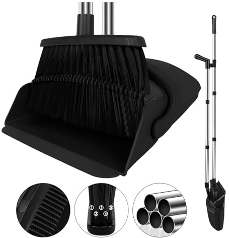 UDUK Broom and Dustpan Set, Household Broom with Dustpan Combo Set, 51 Long Handle, Dust Pan Set for Kitchen Office Lobby Floor