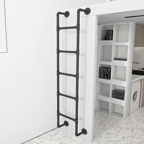 YEHOZZ Innen-Etagenbett-Leiter/Wohnmobil-Dachbodenleiter, An Der Wand Hängende Fensterbrunnen-Fluchtleiter, Innen-Etagenbett-Leiter Für Baustellen, Garagen, Zuhause,Black-160cm/63inch