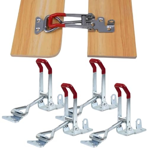 Loquets à Bascule Réglables, 4 Stück Metall Hebel Verschluss,Spannverschluss Edelstahl,Spannverschluss Kistenverschluss,Kniehebelspanner Schnellspanner,Waagrechtspanner,Klemme Handwerkszeug