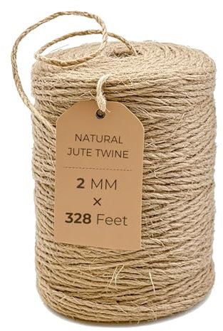 Garden Twine 2mm, 328 Feet Natural Jute Twine for Garden, Crafts, Gifts Wrapping, Packing and Home Decor