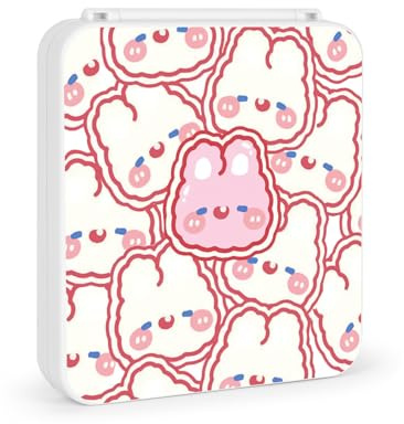 DLseego Porta Cartucce per Switch,Adorabile Animale Custodia Switch Porta Cartucce di Gioco con 12 Slot per schede di Gioco e 12 Slot per schede Micro SD,Conigli Bianchi