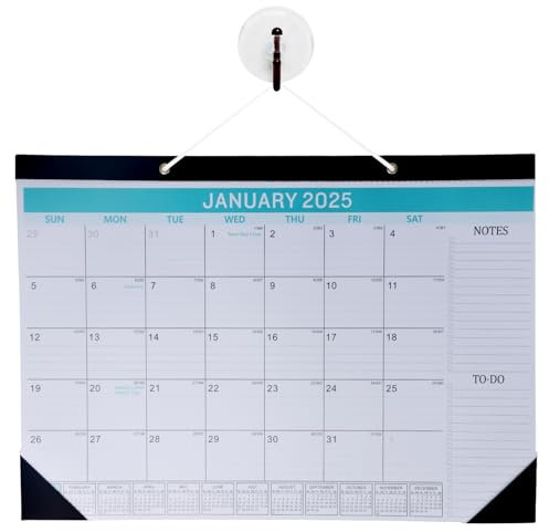 Wandkalender 2025-2026, 43x30,5cm, Monatskalender Januar 2025-Juni 2026, 18 Monatsplaner mit Gepunkteter Abrisslinie, Eckenschutz, Große Block, Familienplaner Kalender Büro Schule Haus, Querformat (B)