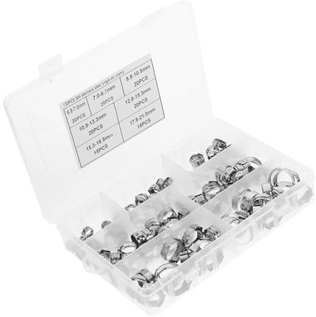 Veemoon Adjustable Stainless Steel Hose Clamps Kit Single Ear Clamp for Water Pipes Auto Easy to Install