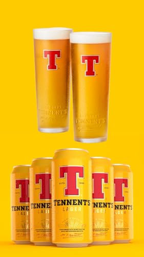 Juego de regalo Tennents Lager | Paquete de latas y vasos de pinta | Producto oficial