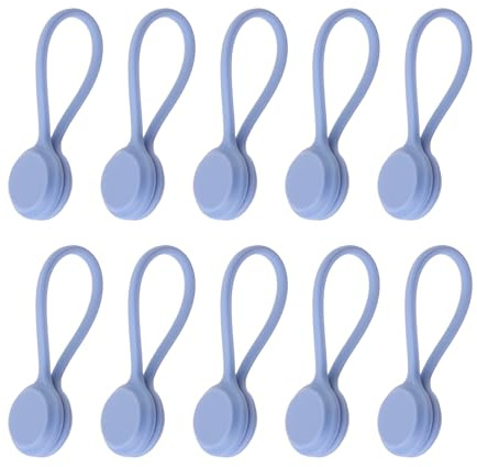 sourcing map 10Pcs Silicone Magnetic Cable Ties, Reusable Twist Ties USB Cable Organizer for Cord Management, Bundling, Fridge Magnets, Book Markers, Blue