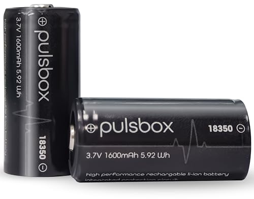 pulsbox 18350 | 18400 Li-Ion Akku 3,7V 1600mAh integrierte PCB-Schutzschaltung (Pluspol erhöht)