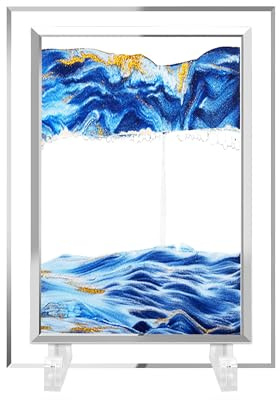 AzureLeap Sable mouvant - Mouvement liquide - 3D - Paysage de sable profond - Couleur : sable mouvant - Décoration de bureau - 17,8 cm - Bleu