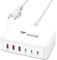 USB C Ladegerät, 100W 6-Port USB C Ladegerät Mehrfach Mit 3 USB-C und 3 USB-A, Schnellladegerät PD 3.0 Power Adapter, USB c Netzteil für iPhone 16 15 14 Pro/Pro Max, iPad, MacBook, Samsung, Handys