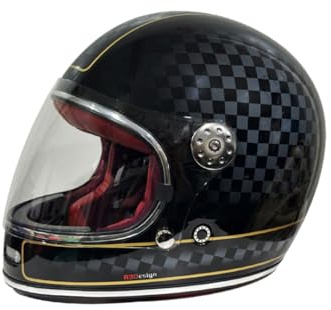 ViPER F656 Integralhelm ECE 22.06 Zertifiziert – Vintage Motorradhelm für Männer & Frauen, Vollvisier Helm für Motorrad & Roller, Touring & Urban Safety Helmet (Chequer, M)