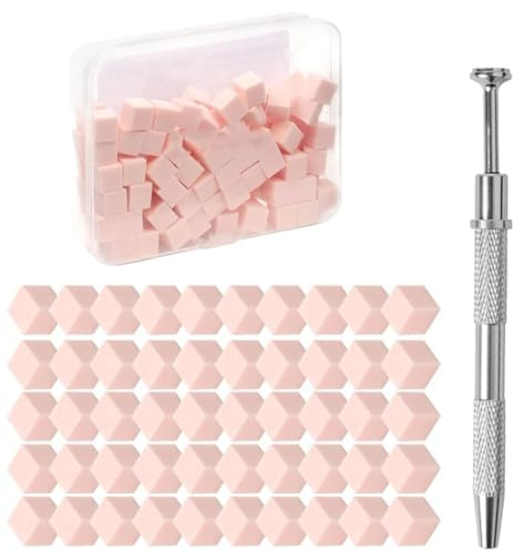 WUSJCOF 100 Pièces Accessoires de Nail Art avec Pince Métallique, Appliqueur Éponge, Pinceau à Ongles, Mini Éponges pour Créer une Variété de Motifs de Dégradé Nail Art (0.39 * 0.39 * 0.39 Pouces)